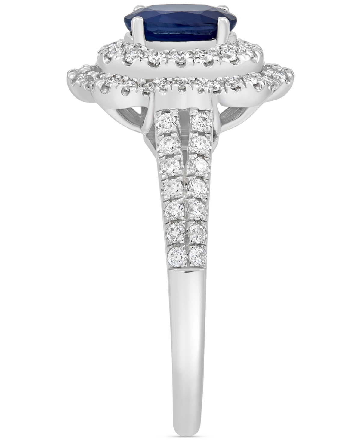 (7/8 ct. t.w.) & Diamond (1/2 ct. t.w.) Halo Engagement Ring in 14k White Gold - Sapphire