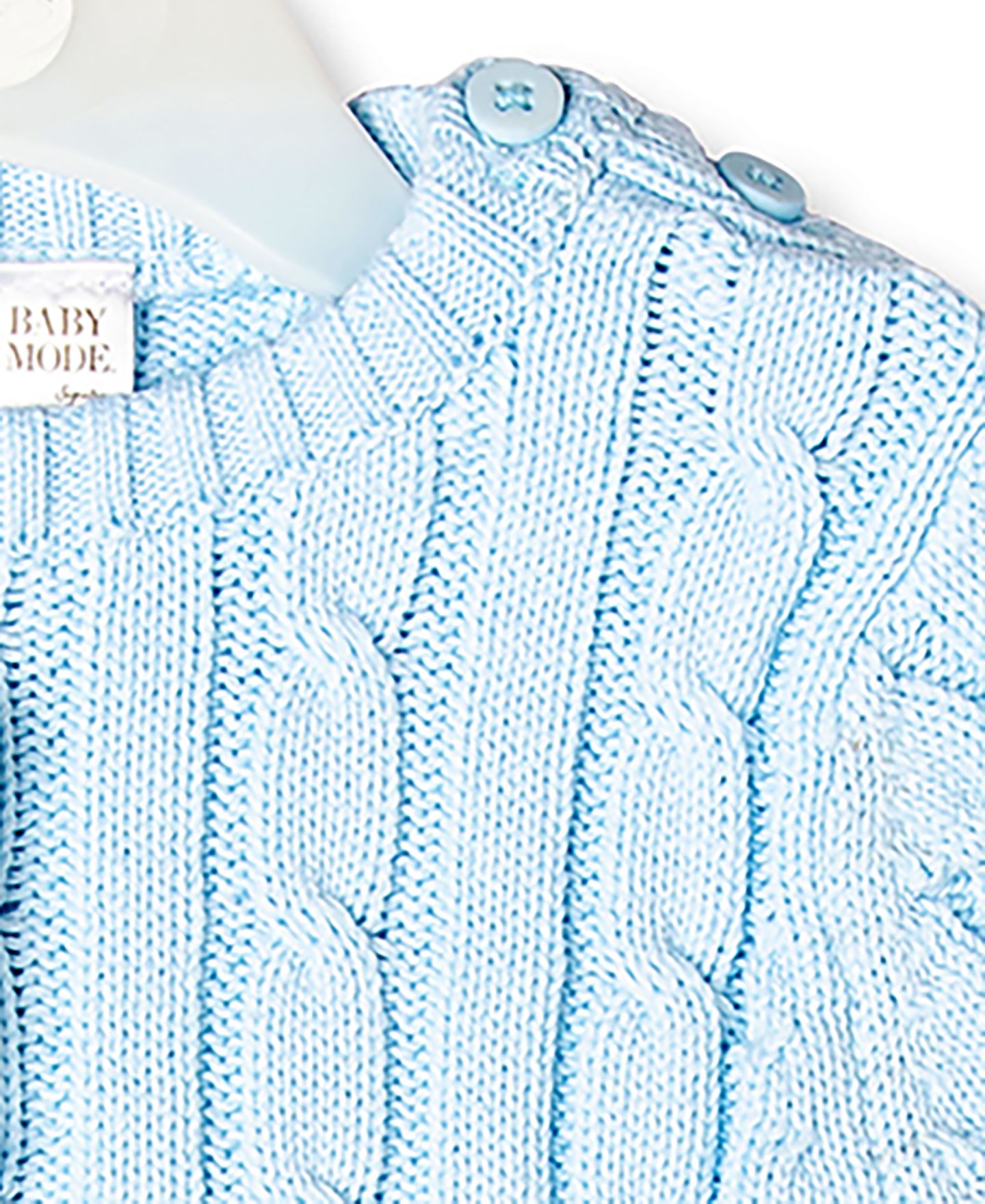 Детский вязаный комбинезон Baby Mode Signature с длинным рукавом, вязка косами, для малыша, цвет: Светлый синий — фото 3
