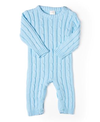 Baby Mode Signature Baby Boys or Baby Girls Long Sleeved Cable Knit Coverall - Light Blue