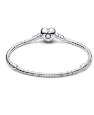 Sterling Silver Moments Heart Clasp Snake Chain Bracelet