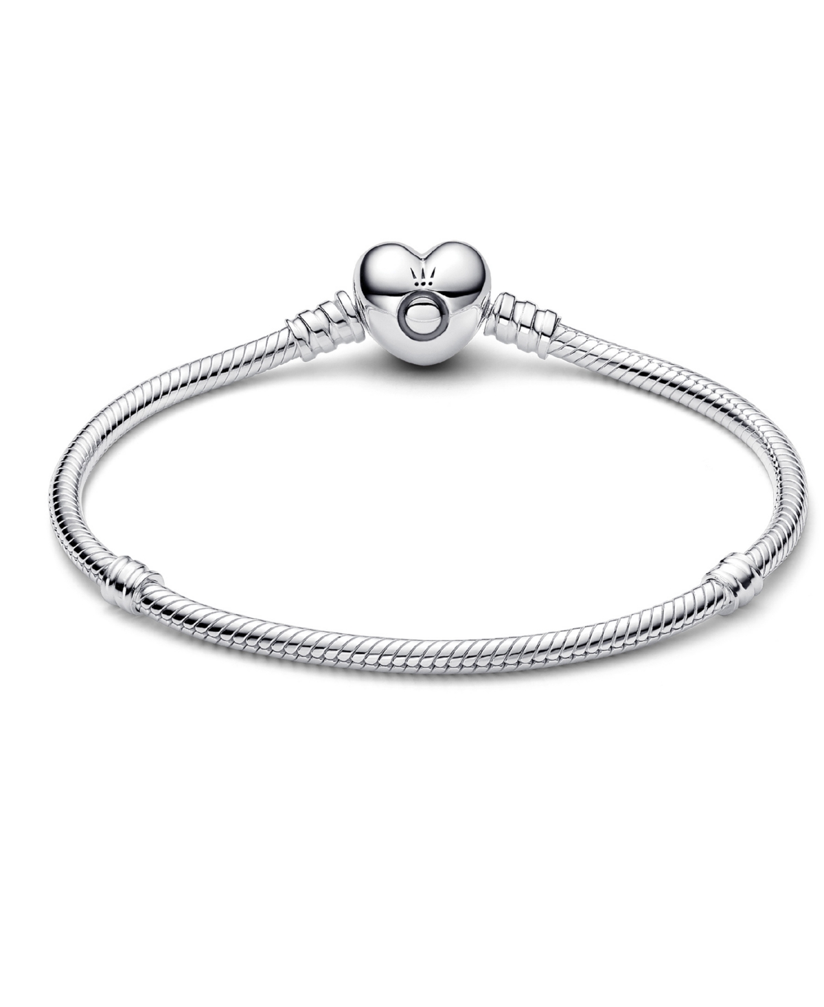 Pandora Sterling Silver Moments Heart Clasp Snake Chain Bracelet In Silver