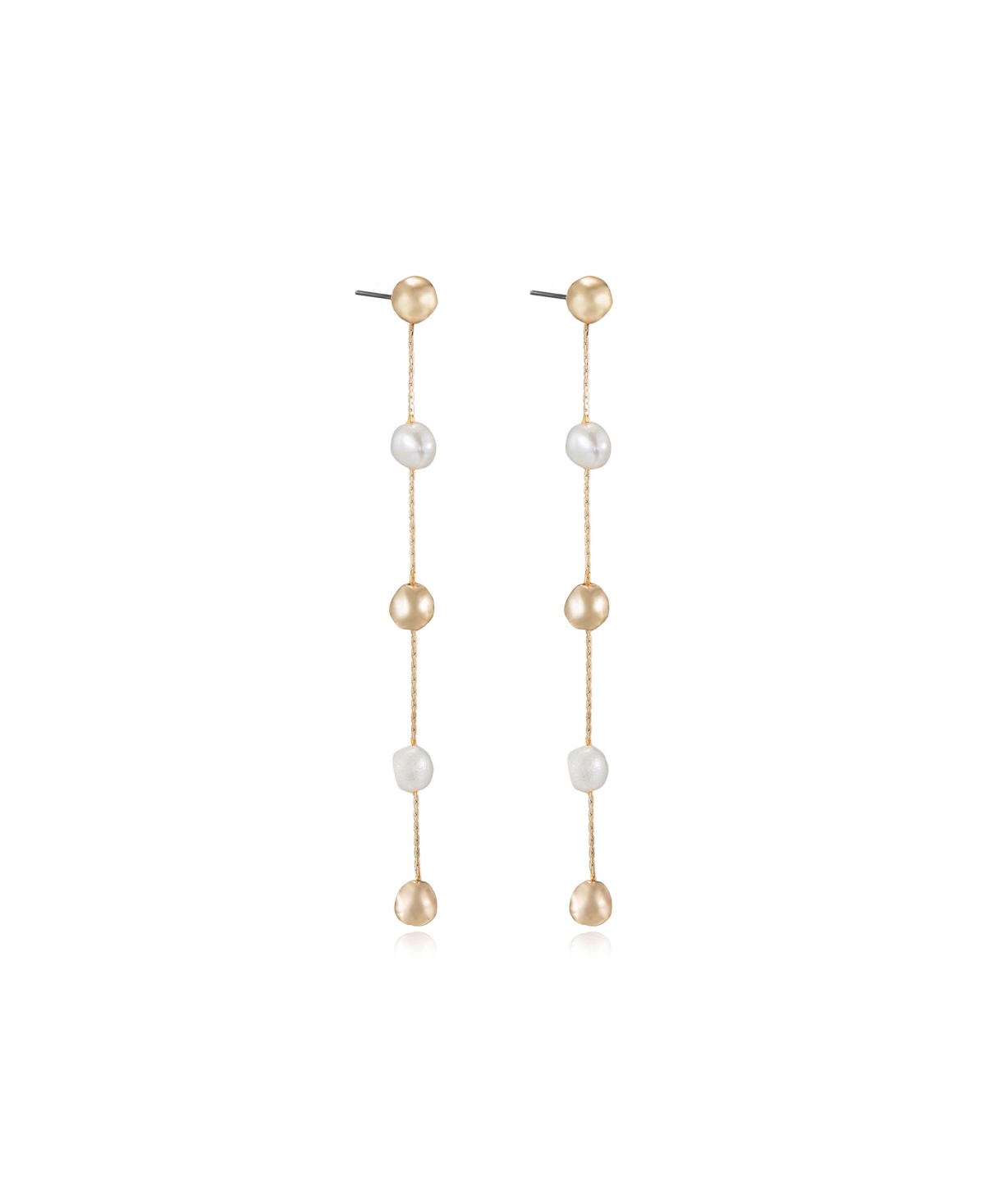 Shop Ettika Alternating Freshwater Pearl And 18k Gold Plated Bead Drop Earrings