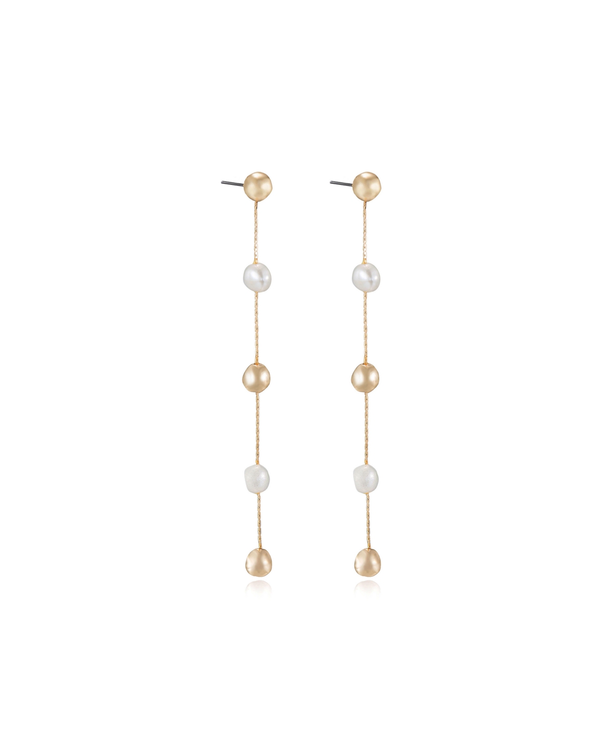 Ettika Alternating Freshwater Pearl And 18k Gold Plated Bead Drop Earrings In Gold