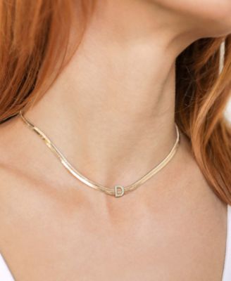 Initial Herringbone 18K Gold Plated Necklace