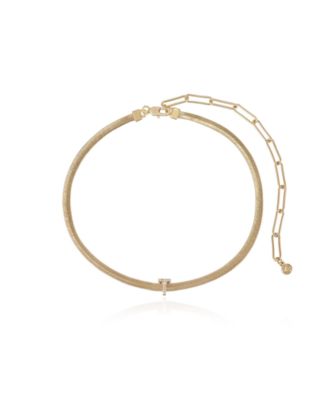 Initial Herringbone 18K Gold Plated Necklace