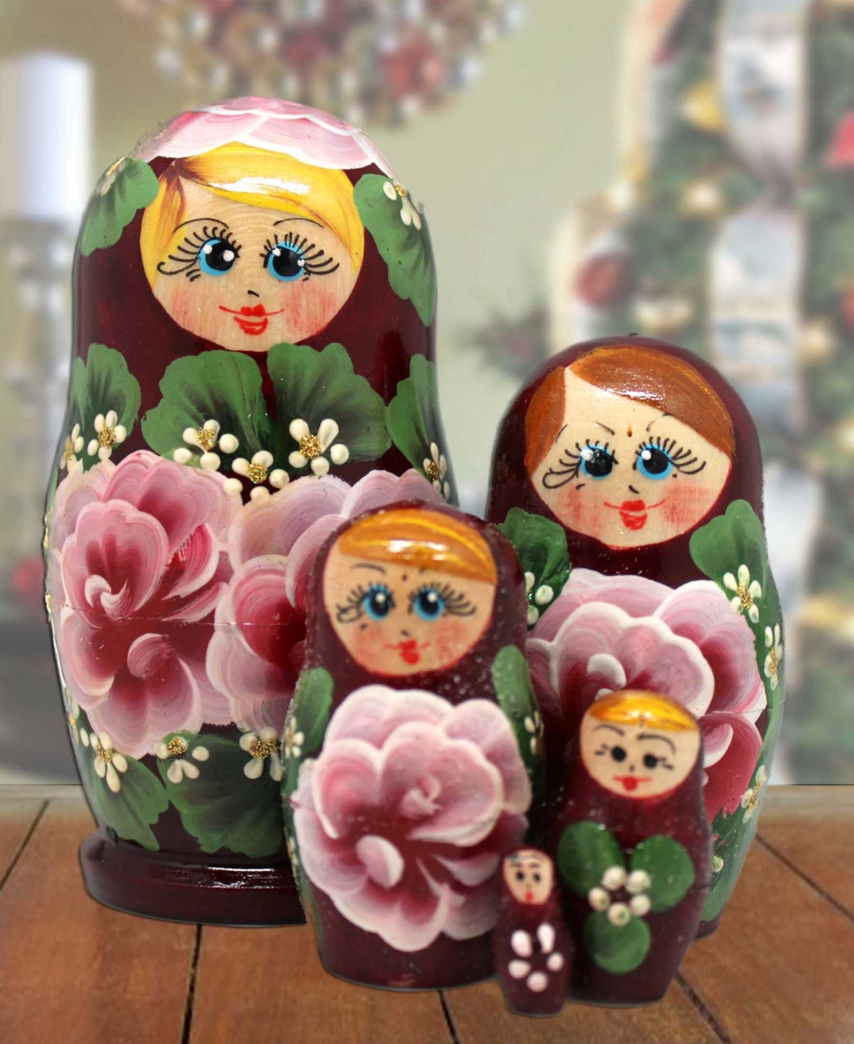Designocracy Floral Matreshka Hand Painted Nested Doll Set Of 5 By G.debrekht In Multi Color