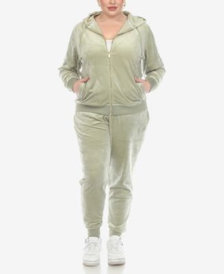 Plus Size Velour Tracksuit Loungewear 2-Piece Set
