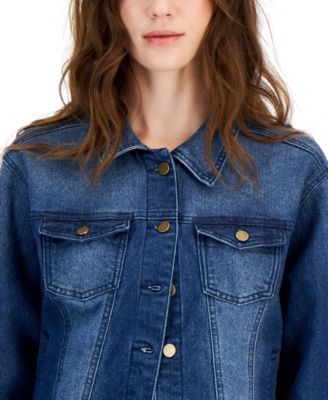 Juniors' Long-Sleeve Denim Trucker Jacket