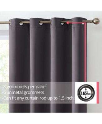 Oxford Room Darkening Curtains for Bedroom, Noise Reduction Thermal Insulated Window Curtain Grommet Panels, Set of 2