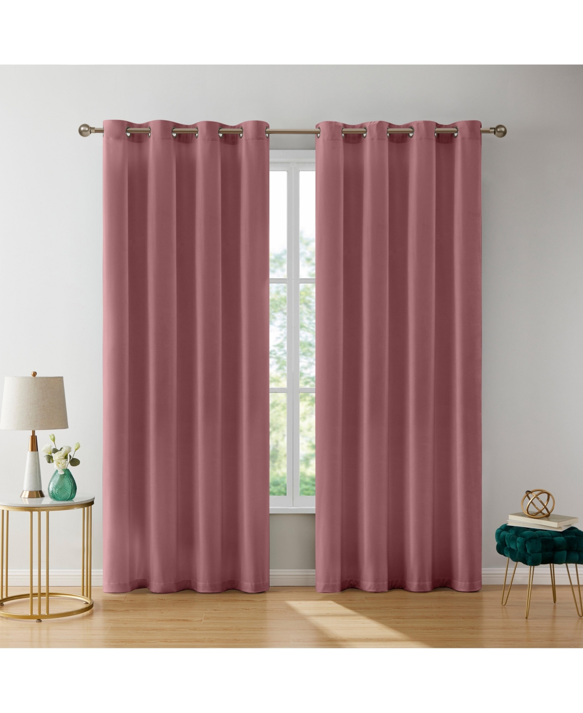 Sawyer Premium Luxurious Lush Velvet Soft Light Filtering Grommet Window Curtains - Set of 2 Panels - Blush pink