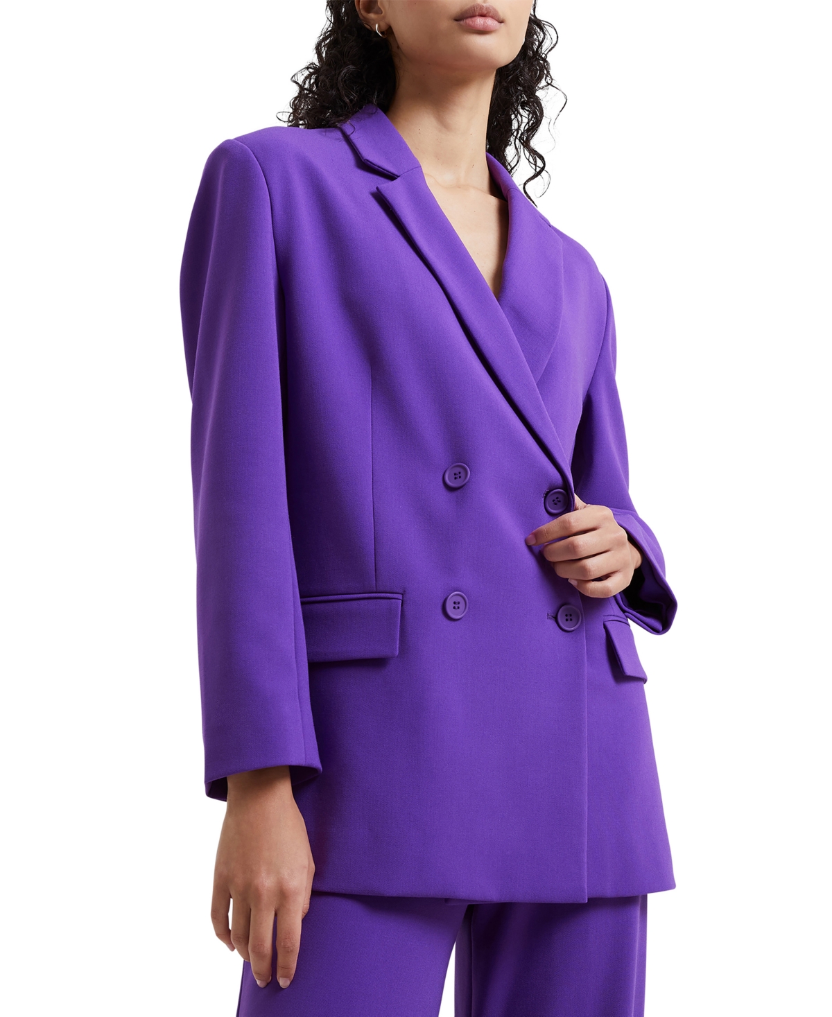 Women's Whisper Notched Collar Double-Breasted Blazer - Cobalt Violet