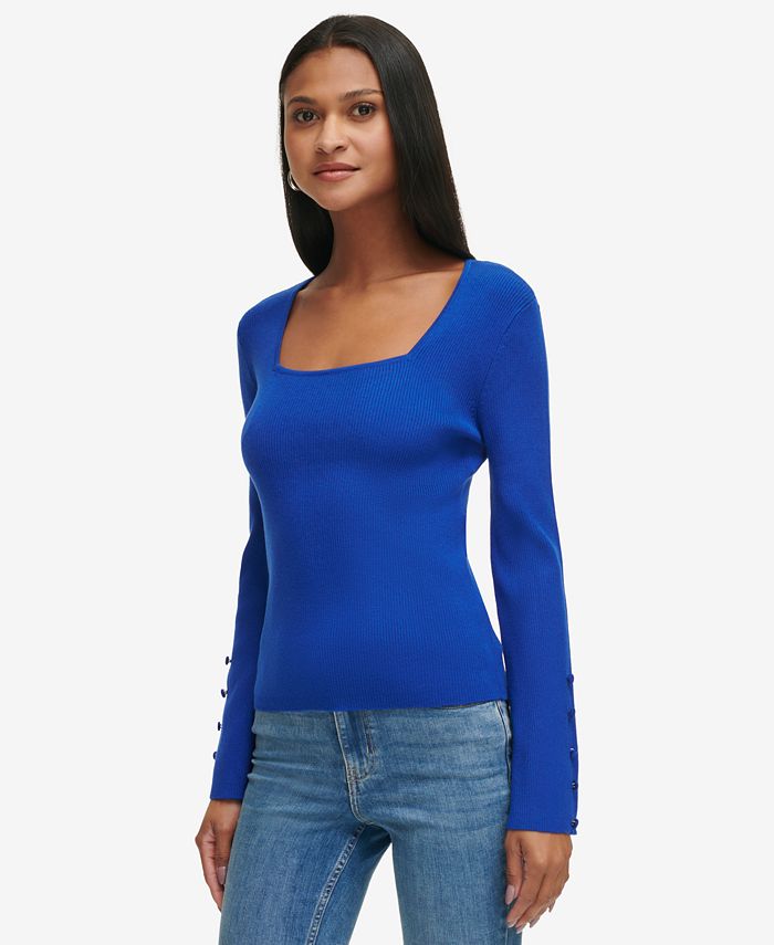 Calvin Klein Womens Ribbed Sleeveless Top Blue Size XSmall