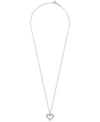 Diamond Open Heart Pendant Necklace (1/2 ct. t.w.) in 14k White or Yellow Gold, 18" + 2" extender