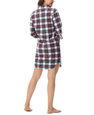 Women's Long Sleeve Notch Collar Sleepshirt  Nightgown
