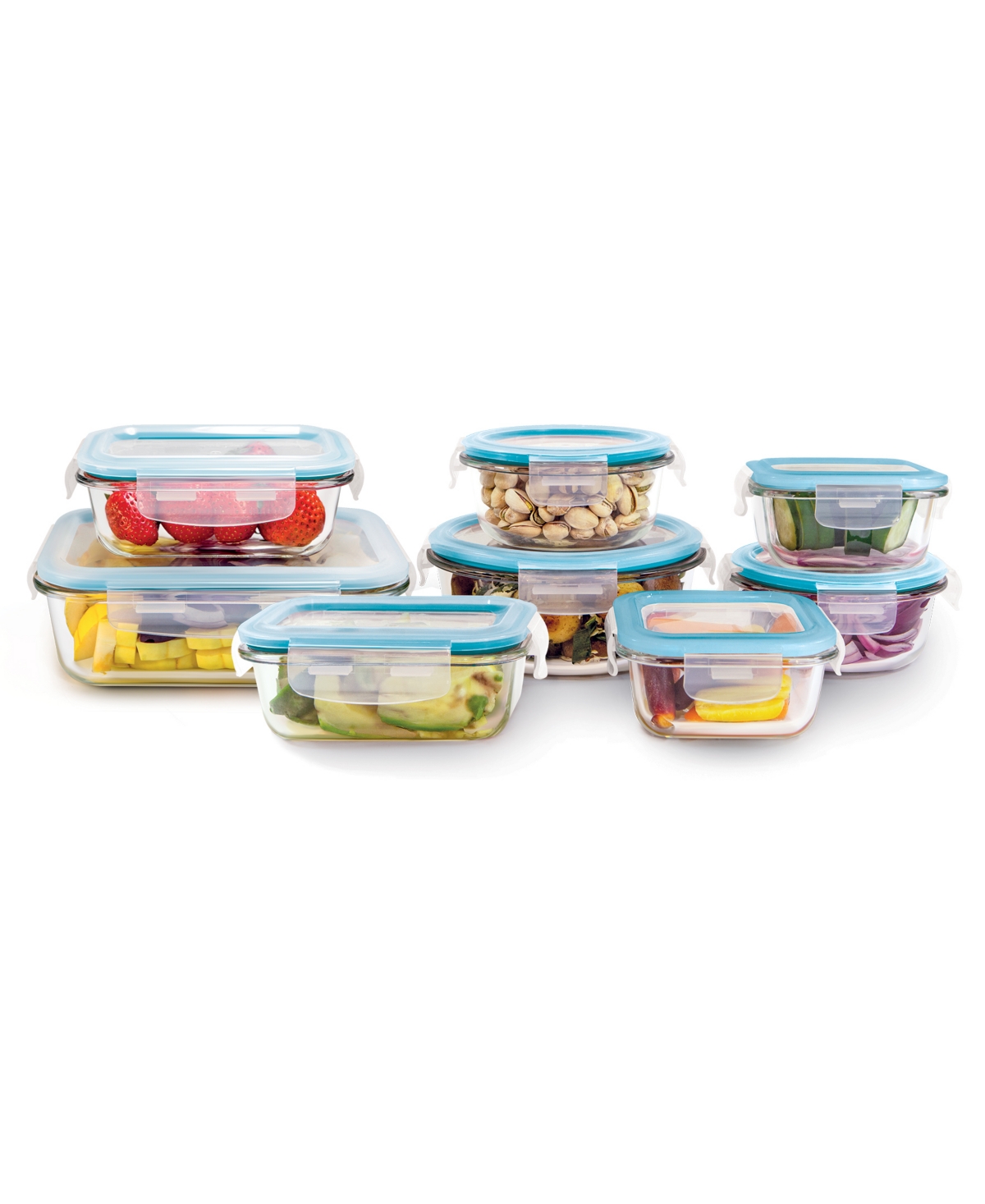 Art & Cook 16 Piece Mixed Glass Food Storage Set In Blue