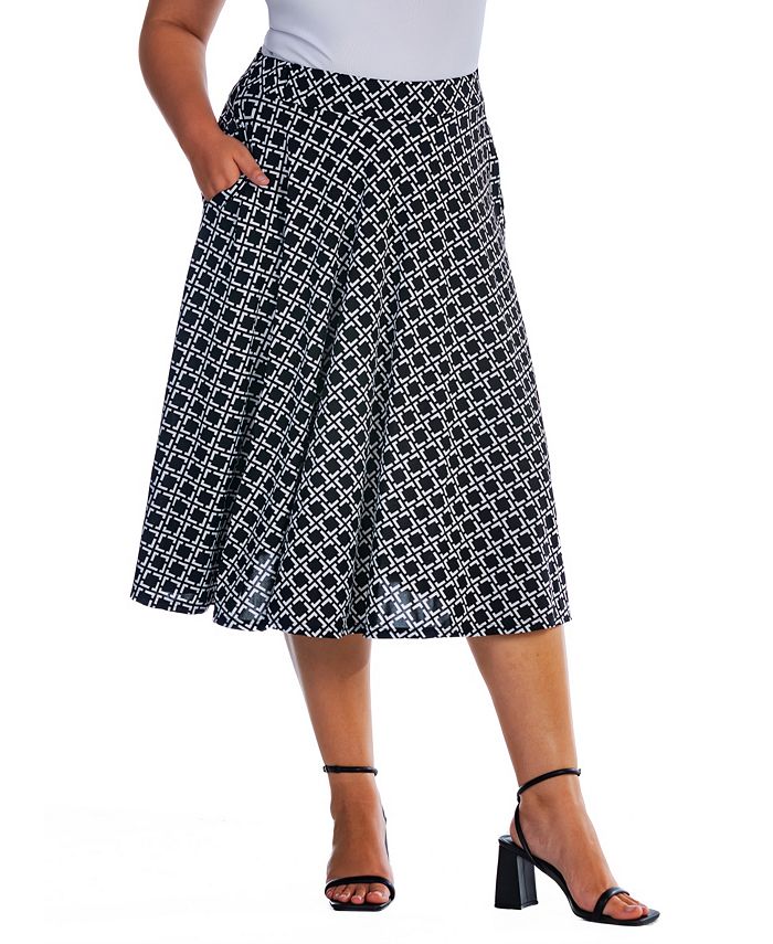24seven Comfort Apparel Plus Size A-line Pocket Midi Skirt - Macy's