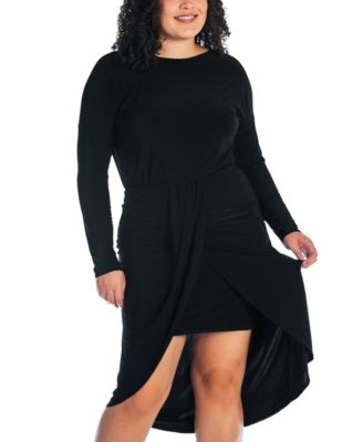 Plus Size Long Sleeve High Low Dress
