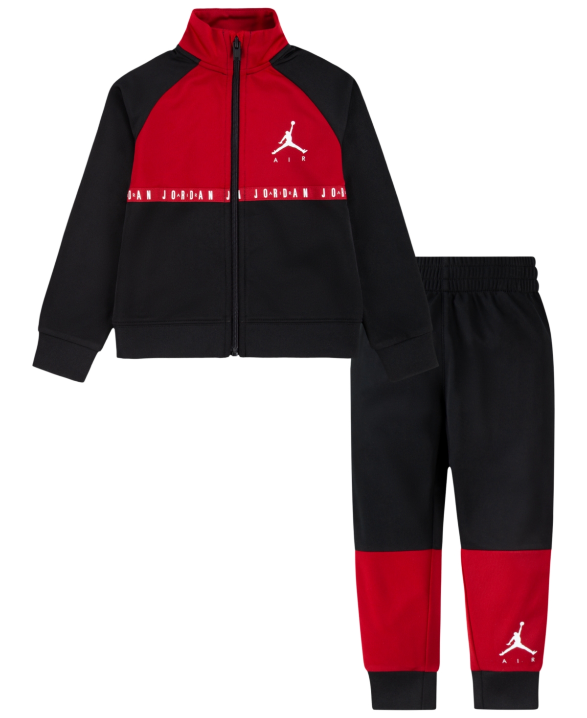 Jordan Babies' Toddler Boys Jumpman Air Blocked Tricot Jacket And Pants, 2 Piece Set In Black,gym Red