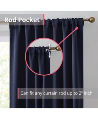 Hamilton 100% Complete Blackout Lined with Heavy Double Layer Thermal Insulated Energy Smart Rod Pocket Back Tab Window Curtains, Set of 2