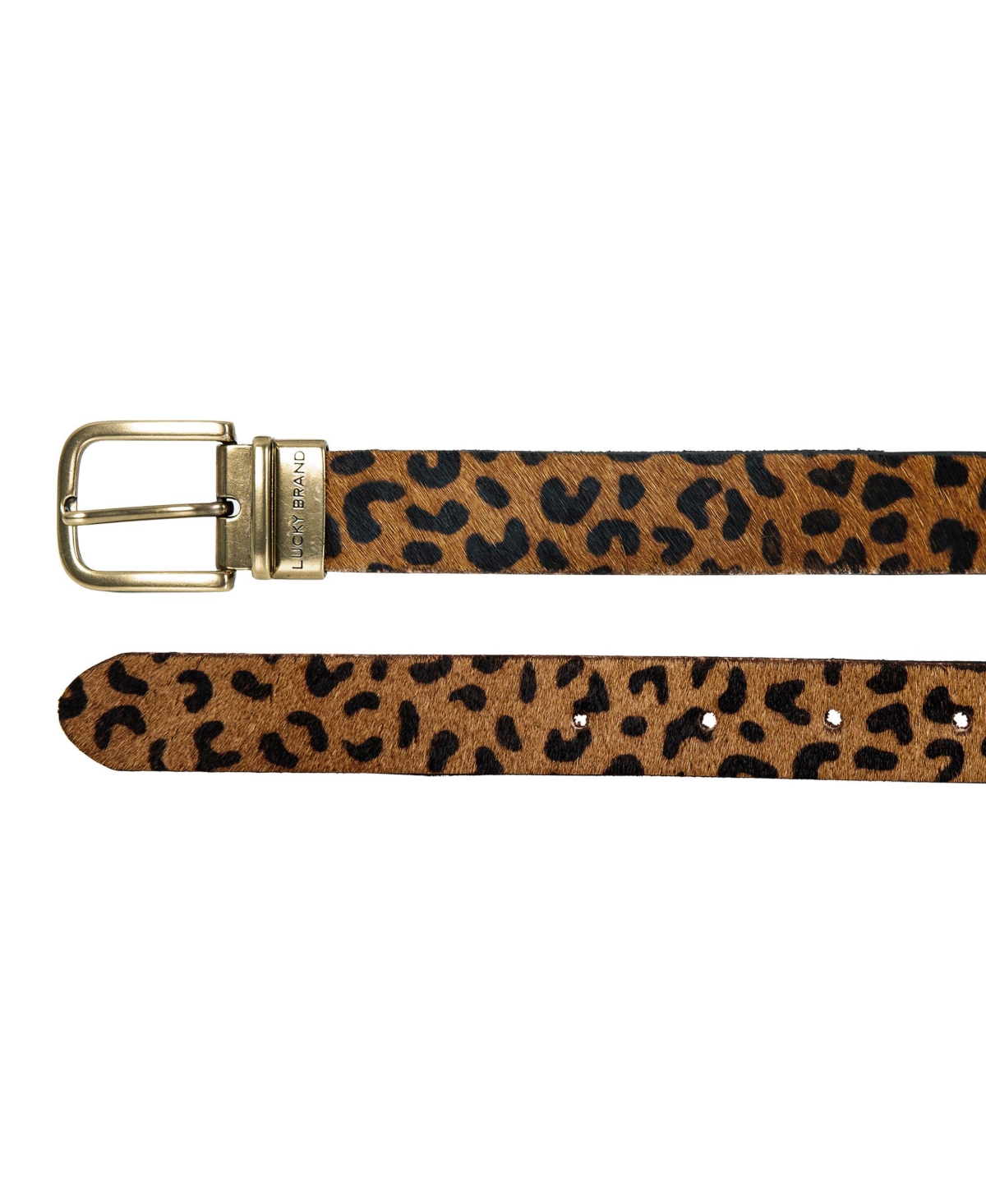 Lucky Brand Women's Genuine Haircalf Leopard and Smooth Genuine Leather Reversible Belt