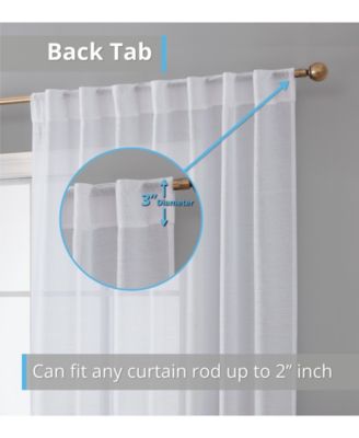 Lauren Semi Sheer Light Filtering Transparent Pocket Top & Back Tab Lightweight Window Curtains Drapery Panels Bedroom & Living Room, 2 Panels