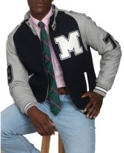 Varsity Letterman Navy Blue Atlanta Braves Leather Jacket - Jackets Masters