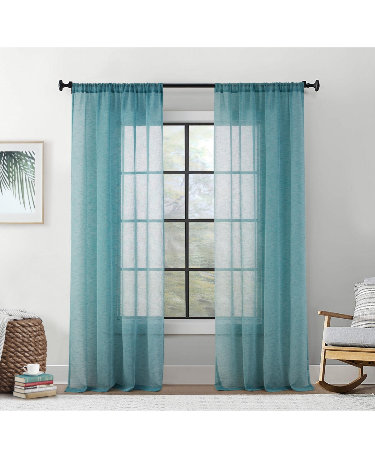 Penelope Faux Linen Textured Semi Sheer Privacy Sun Light Filtering Transparent Window Pocket Hole Thick Curtains Drapery Panels for Bedroom &