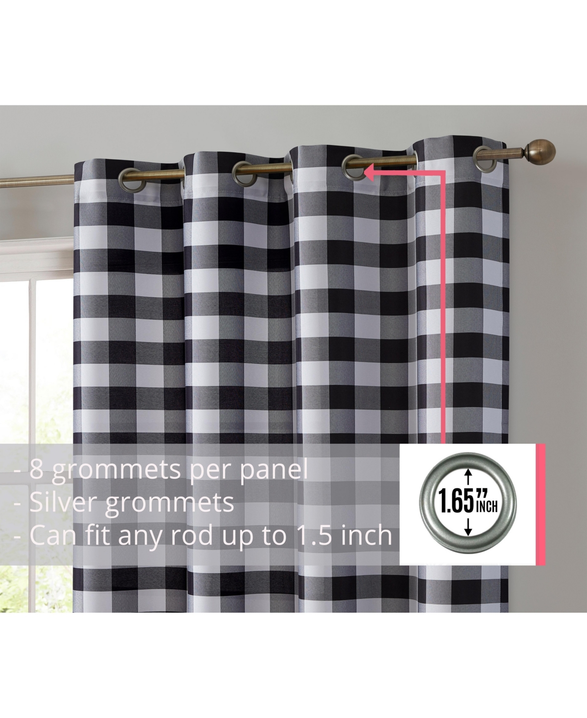 Hlc.me Andersen Buffalo Check Plaid 100% Blackout Thermal Insulated Energy Savings Heat/Cold Blocking Grommet Curtain Drapery Panels for Bedroom & Liv