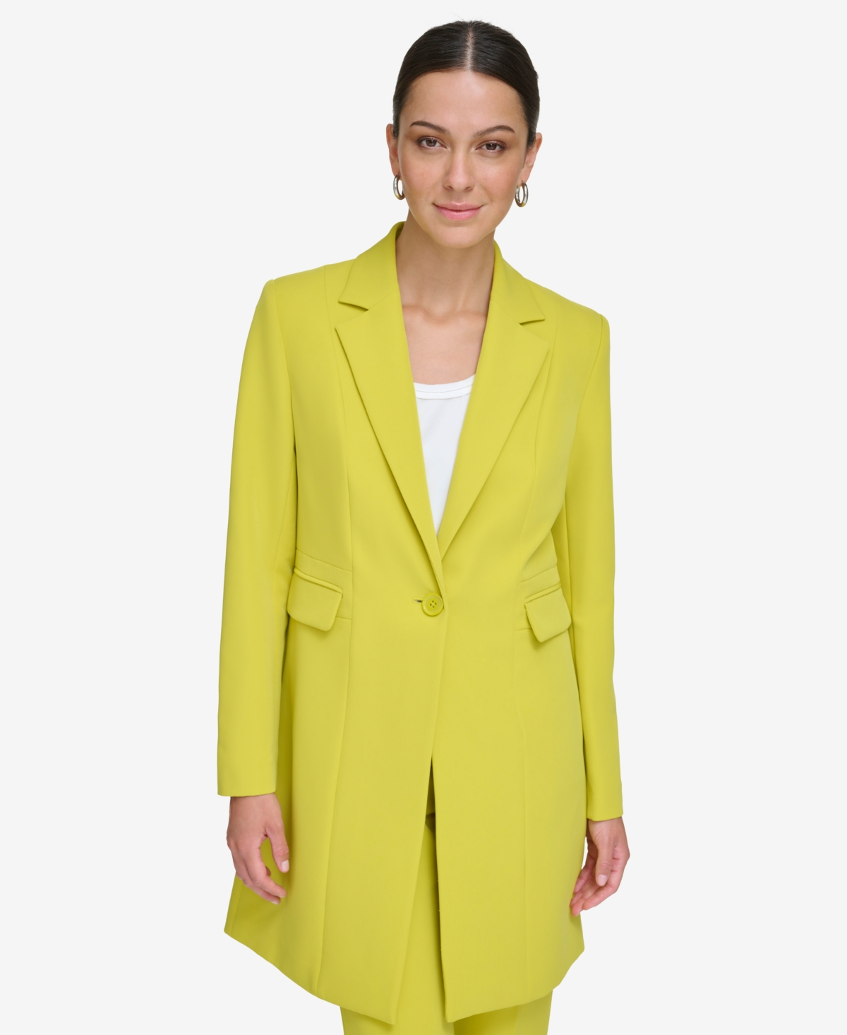 Dkny Women s Notched Collar One Button Blazer Black Smart Closet