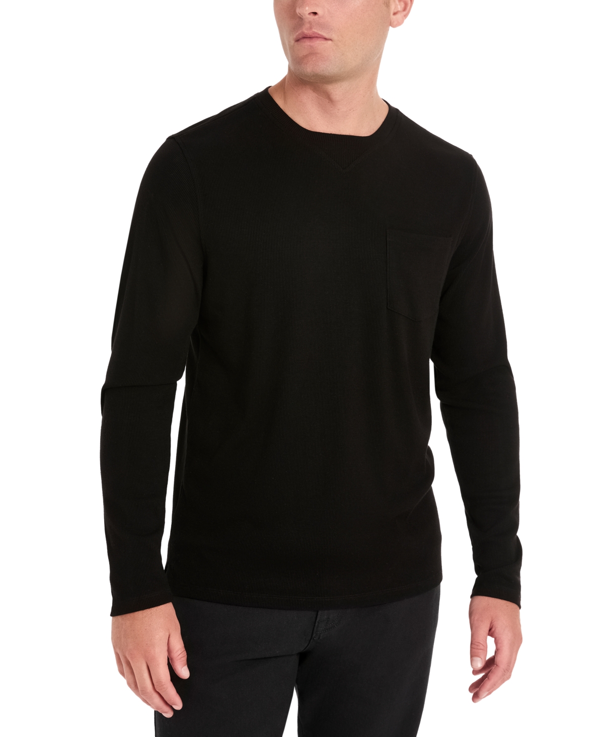 Kenneth Cole Men's Techni-cole Long-sleeve Pocket T-shirt In Black Heather