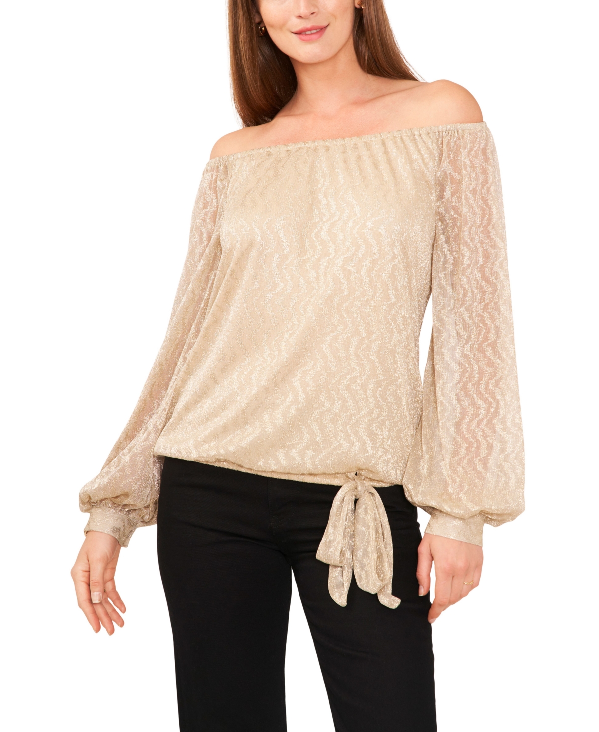 VINCE CAMUTO WOMEN'S METALLIC PRINTED OFF-THE-SHOULDER TOP