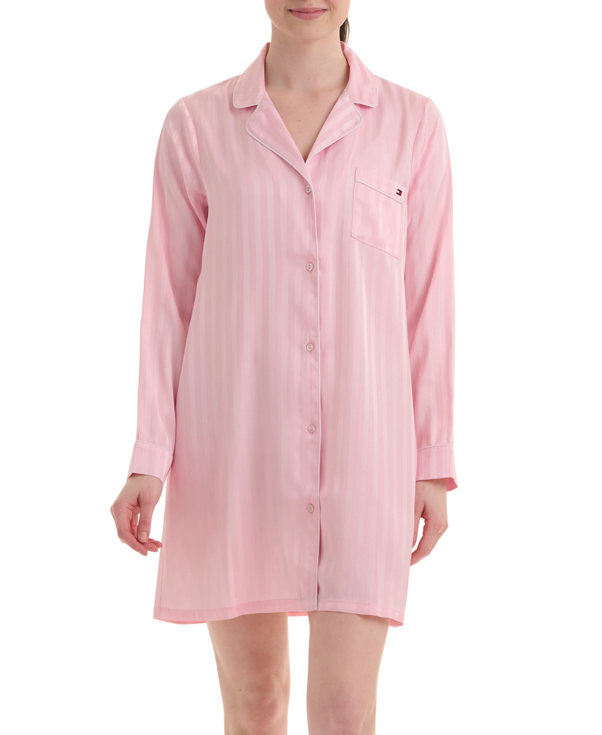 Tommy Hilfiger Women's Shadow Stripe Sleepshirt In Quartz Pink