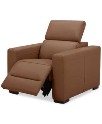 Nevio 39" Leather Power Recliner and Headrest, Created For Macy's