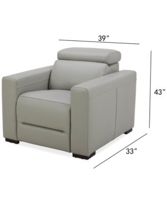 Nevio 39" Leather Power Recliner and Headrest, Created For Macy's