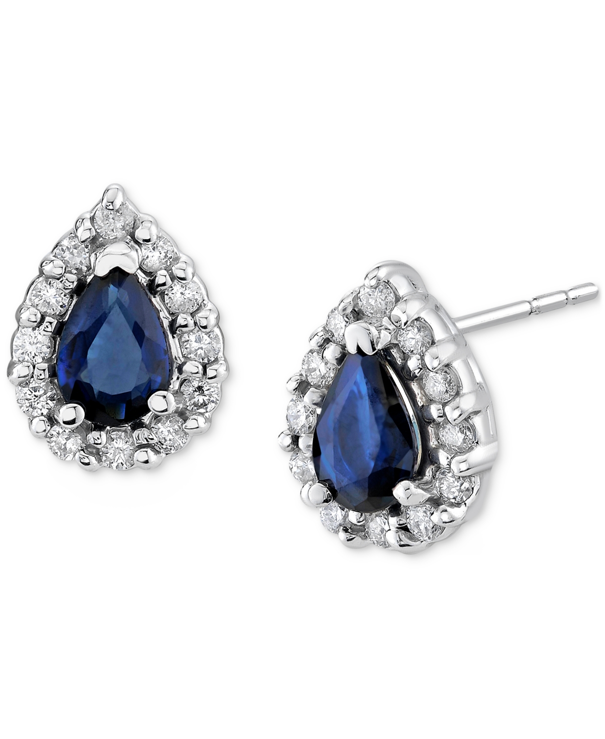 Macy's Sapphire (1 Ct. T.w. ) & Diamond (1/4 Ct. T.w.) Pearl Halo Stud Earrings In 14k White Gold