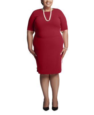 Kasper - Women's Ellen Faux-Suede-Trim Bodycon Dress