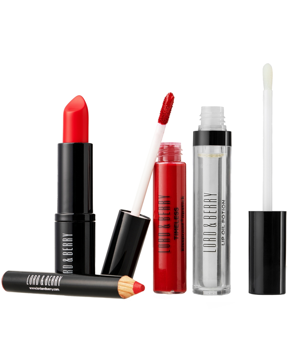 Holidays Red Lips Makeup Kit, 4 Piece - Red, Transparent
