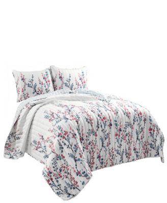 Mirabelle Watercolor Floral Reversible 3 Piece Quilt Set, King