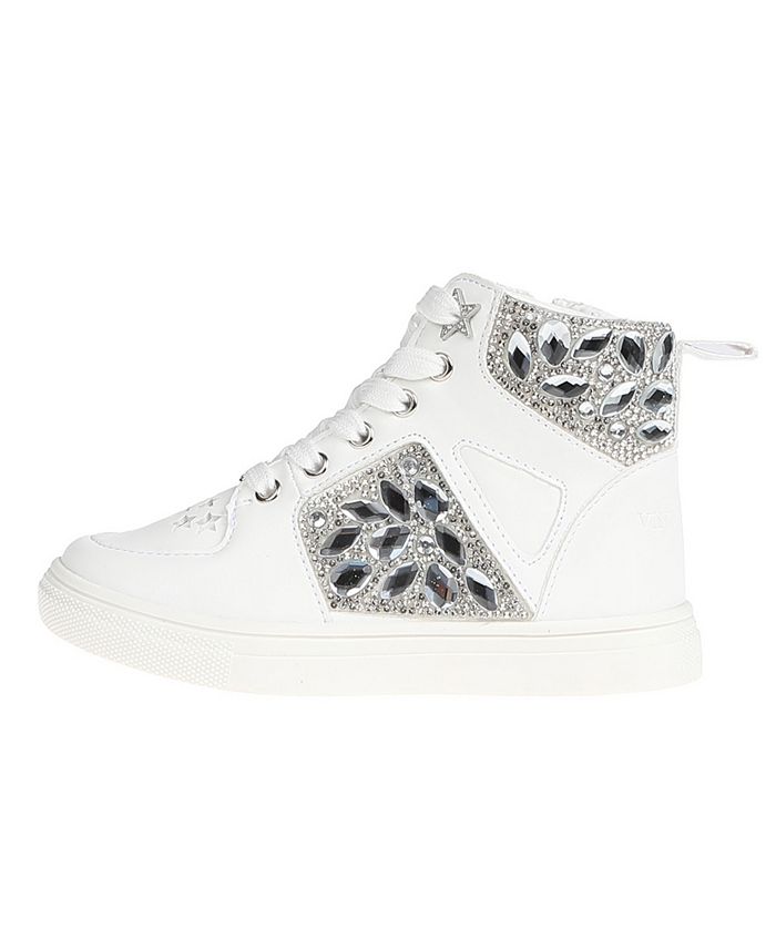 Vince Camuto Little Girls Lace Up High Top Court with Rhinestones for