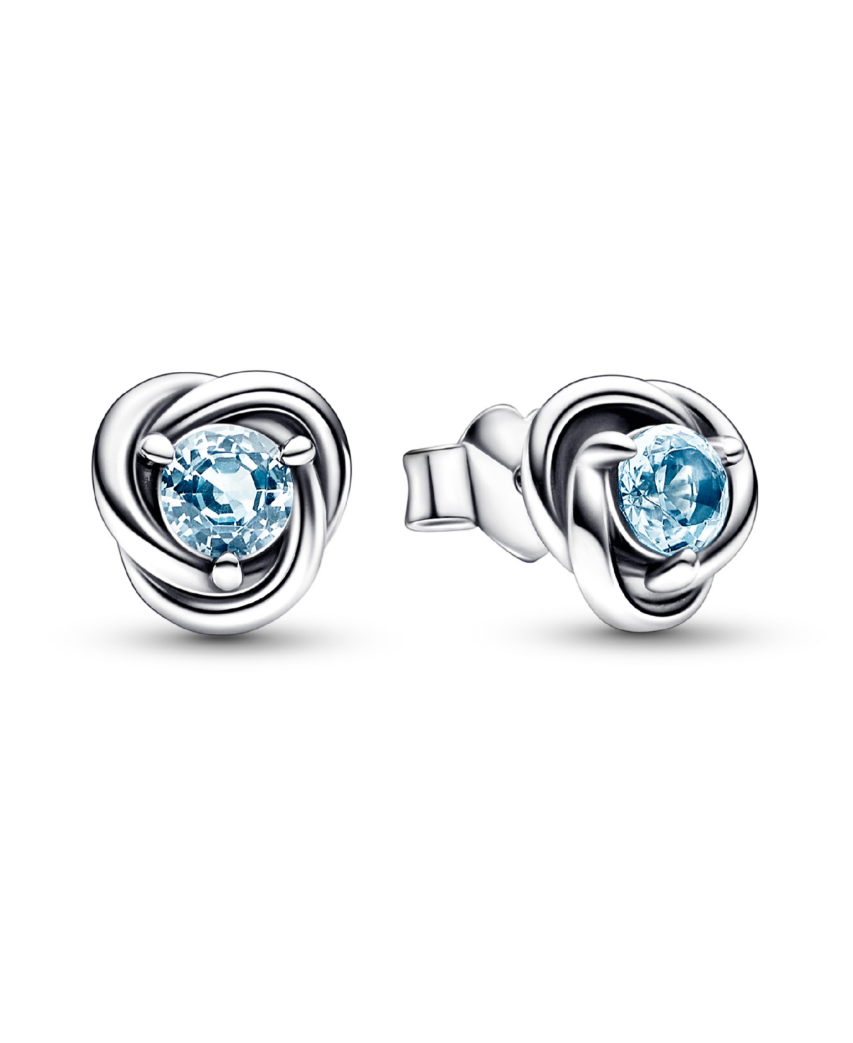 March Sea Aqua Blue Eternity Circle Stud Earrings - Blue