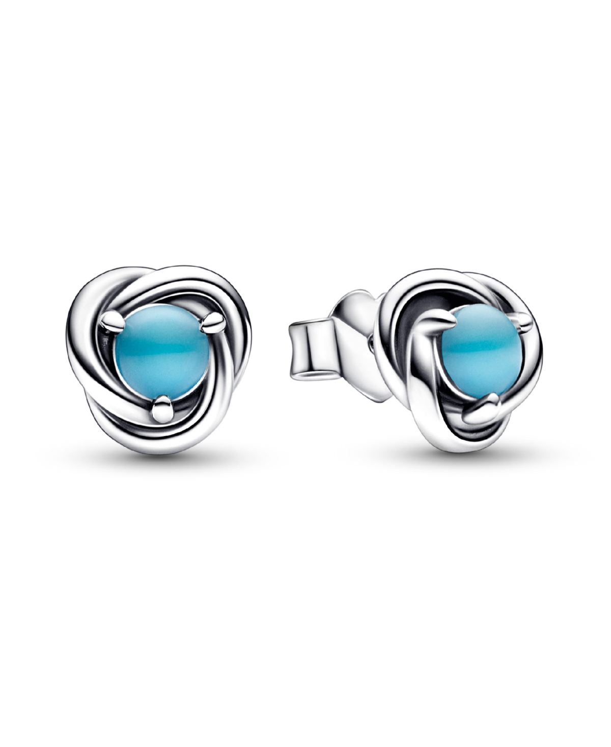 December Turquoise Blue Eternity Circle Stud Earrings - Blue
