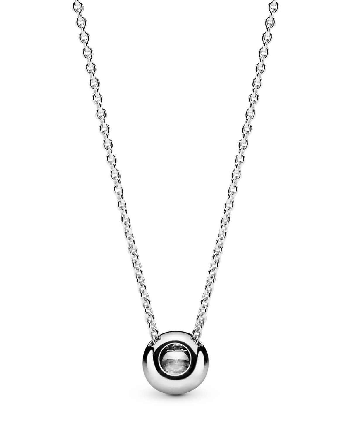 Pandora Timeless Sterling Silver Round Sparkle Cubic Zirconia Halo Necklace In Silver