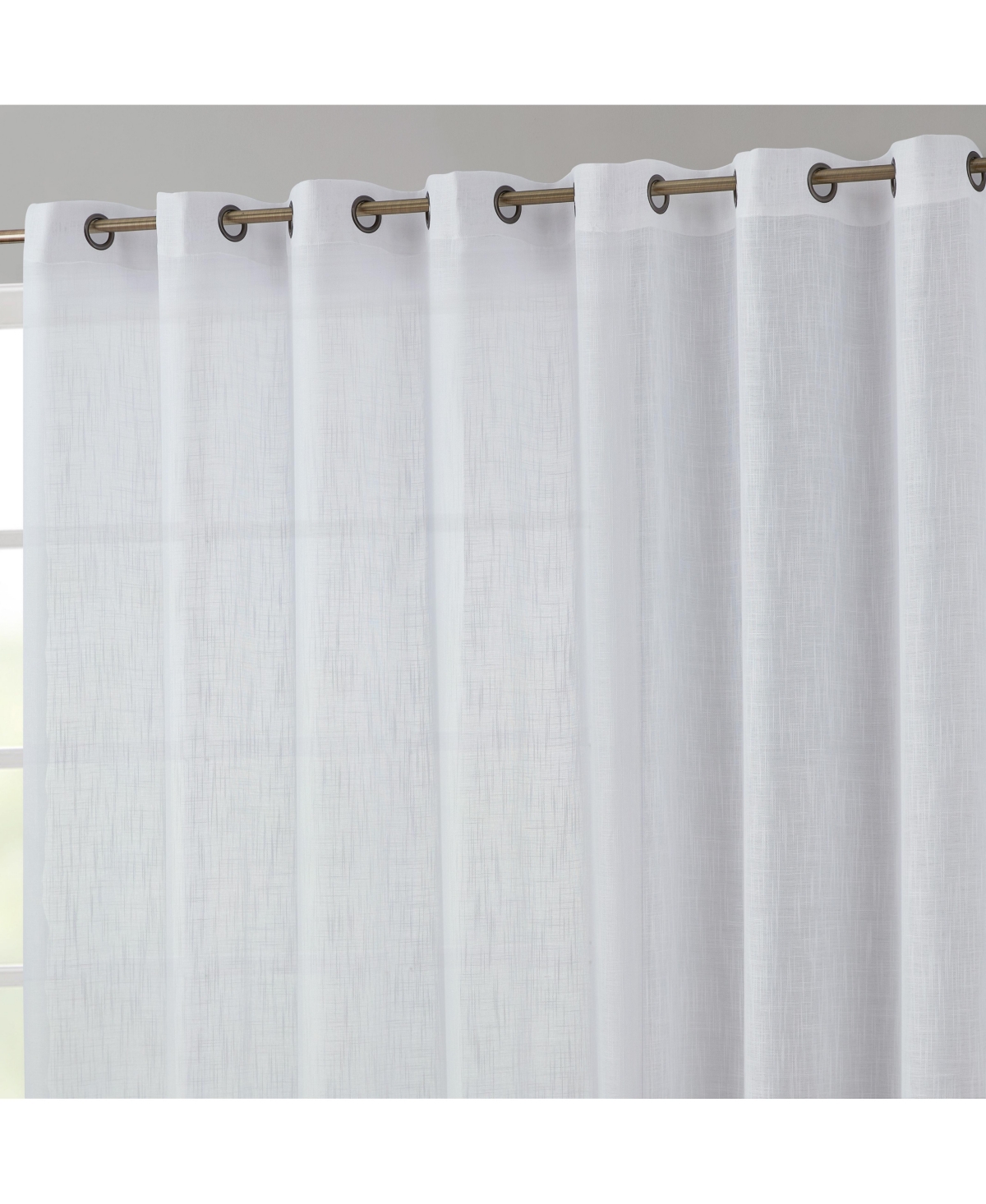 Faux Linen Semi Sheer Extra Wide Light Filtering Patio Door Grommet Curtain Panel for Sliding Glass Doors - White