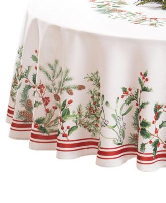 Winter Holiday Berry Tablecloth, 60" x 84" Oval