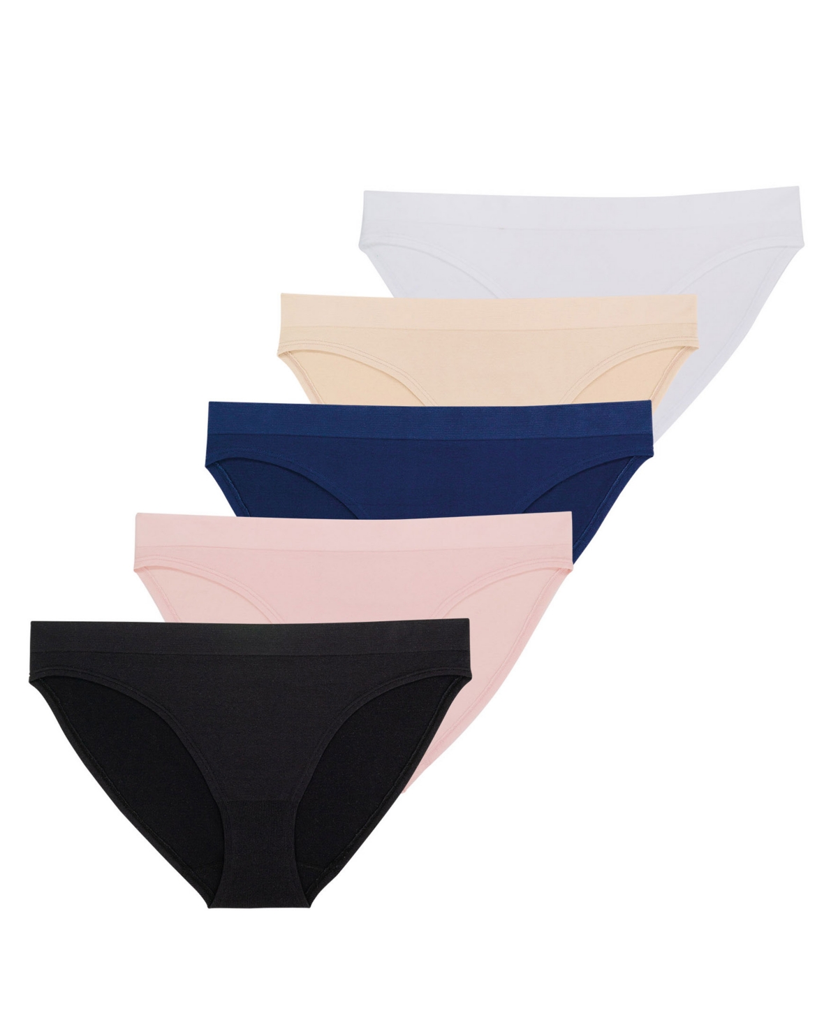 Dorina Women's Rosanne 5 Pack Seamless Soft Touch Fabric Brief Panties In Black,pink,blue,nude,white