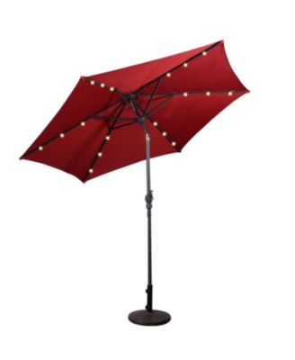 9 ft Patio Solar Umbrella LED Patio Market Steel Tilt With Crank Outdoor