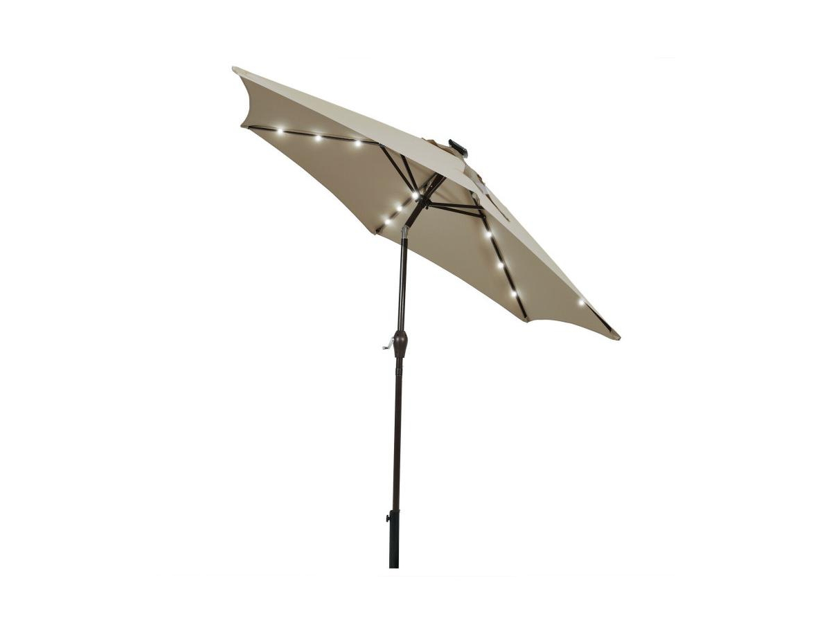 Slickblue ft Solar Led Lighted Patio Market Umbrella Tilt Adjustment Crank Lift