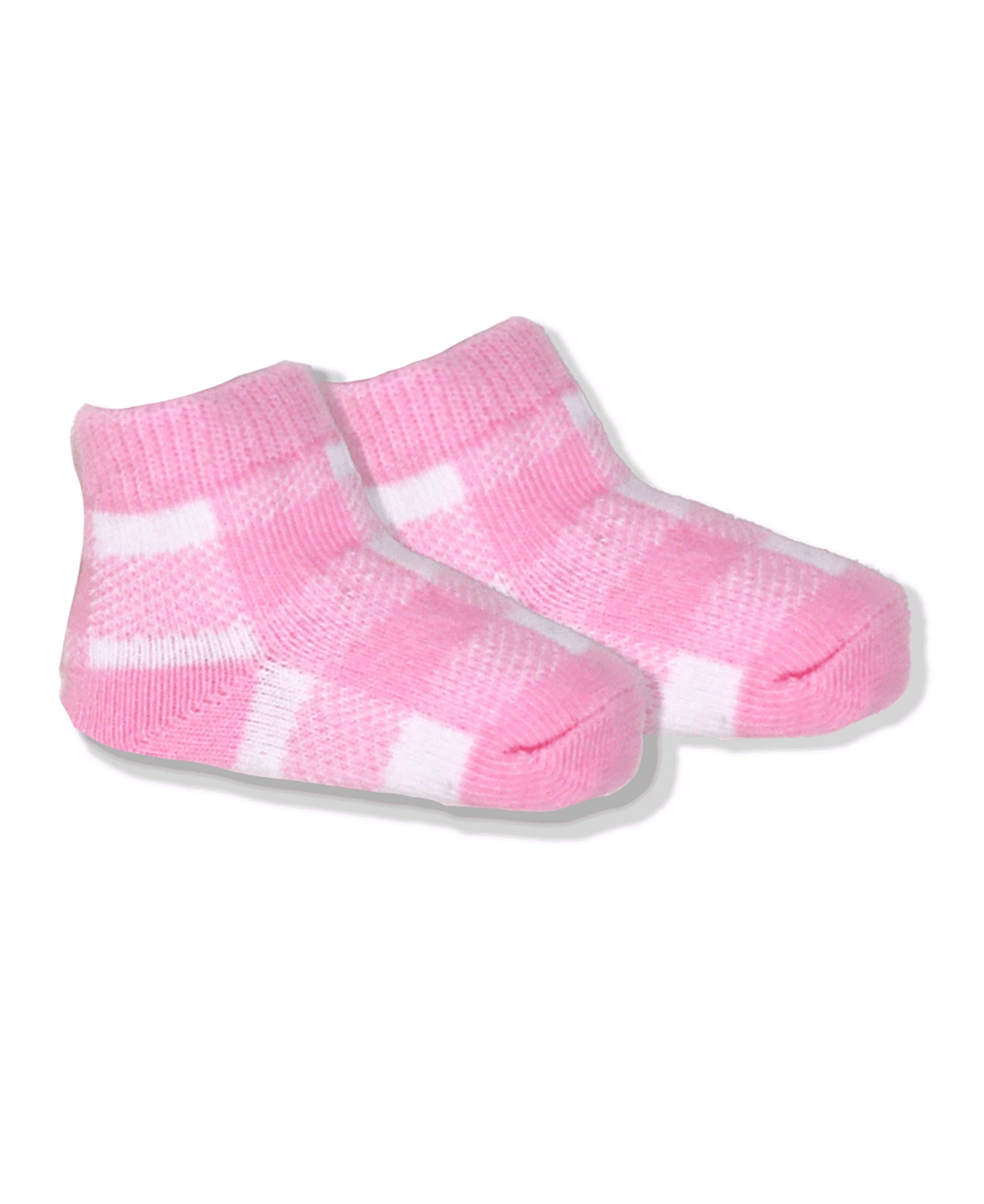 Baby Mode Baby Boys or Baby Girls Buffalo Plaid Bodysuit, Pants and Socks, 3 Piece Set - Pink and White