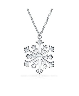 Holiday Party Frozen Winter Snowflake Pendant Necklace For Women For Sterling Silver With Chain