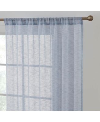 Penelope Faux Linen Textured Semi Sheer Privacy Sun Light Filtering Transparent Window Rod Pocket Thick Curtain Panels, Set of 2